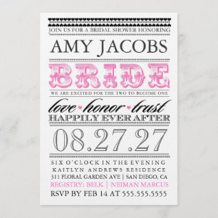 GC Vintage Bridal Shower Happily Ever After Pink Invitation