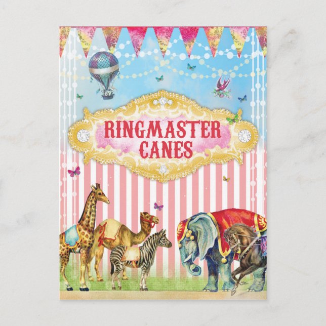 GC VINTAGE CIRCUS CANES TABLE CARD (Front)