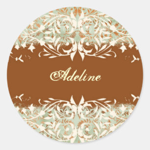 GC   Vintage Golden Melon Burnt Orange Classic Round Sticker