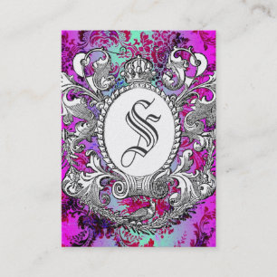 GC Vintage Pink Mint Crown Scroll Premium Pearl Business Card