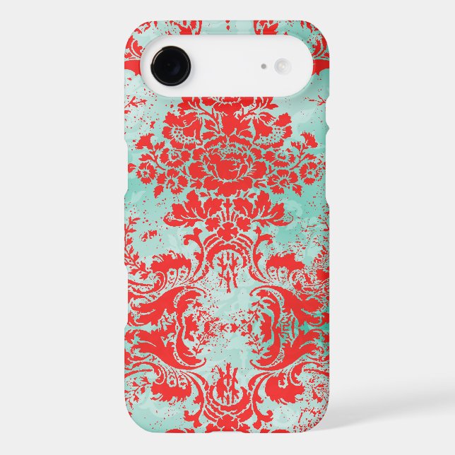 GC Vintage Turquoise Red Damask Case Mate (Back)