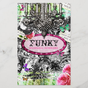 GC   Whimsical Vintage Charm - Black White Damask Flyer