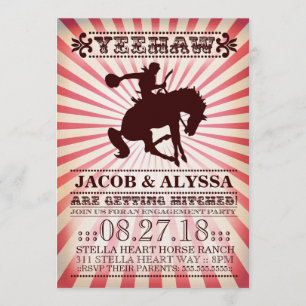GC Yeehaw Rodeo Engagement Party Red Invitation