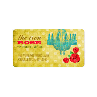 GC Yellow Vintage Rose Dots Address Label