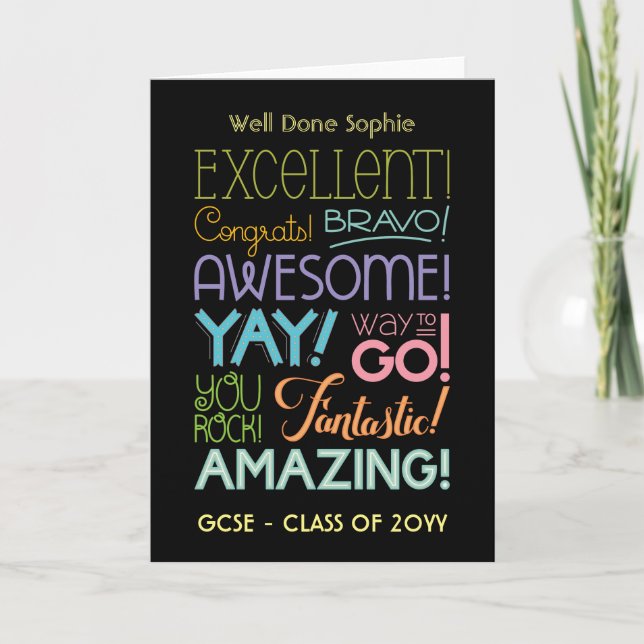 GCSE Exam Success Congratulations Personalised Card (Front)
