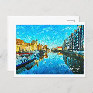 Gdansk Poland Beautiful Oil Paint Landscape Postcard