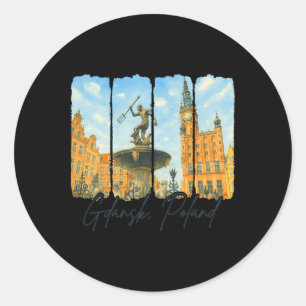 Gdansk Poland Travelling Brushstroke Gdansk Souven Classic Round Sticker