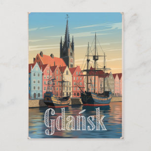 Gdansk Poland vintage  Postcard