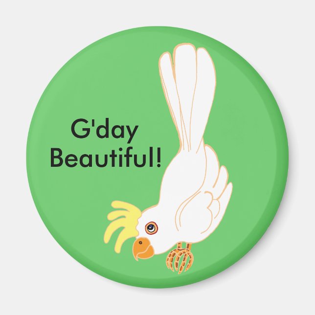 G'day Beautiful Aussie Galah bird Magnet (Front)