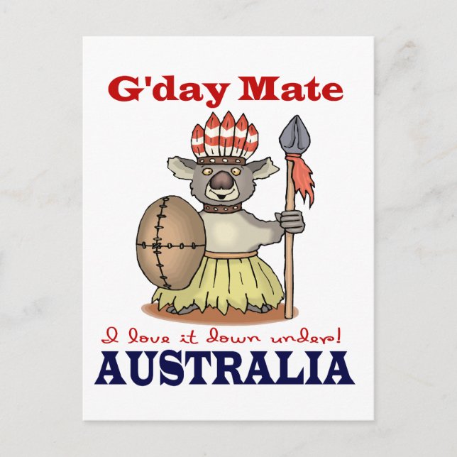G'Day Mate Koala Postcard (Front)