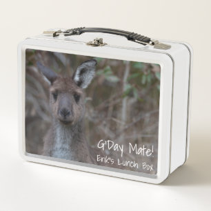 G'Day Mate! Personalised Cute Kangaroo Australia Metal Lunch Box