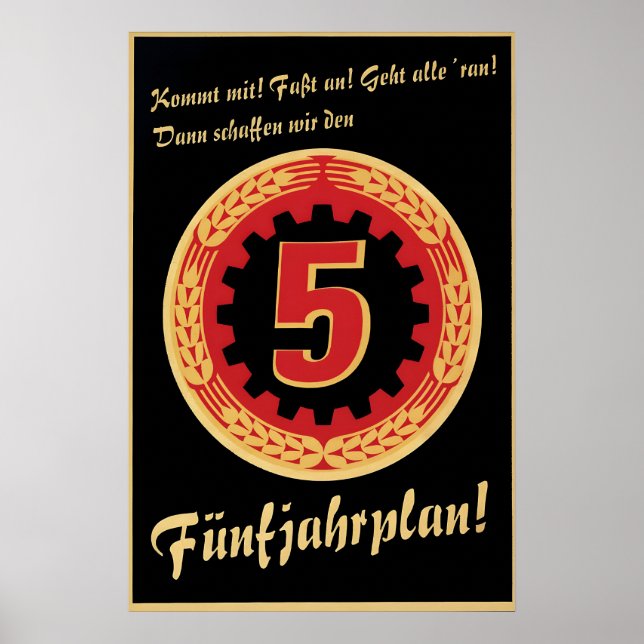 GDR Propaganda Poster 5 Year Plan, Eastern Germany (Front)