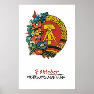 GDR Propaganda Poster Eastern Germany National Day