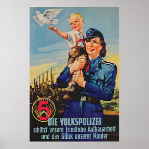 GDR Propaganda Poster The Volkspolizei protects