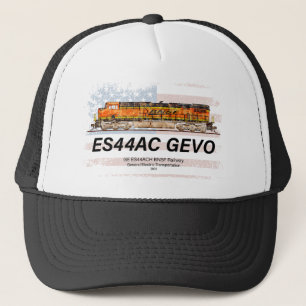 GE ES44AC GEVO Locomotive and American flag Trucker Hat