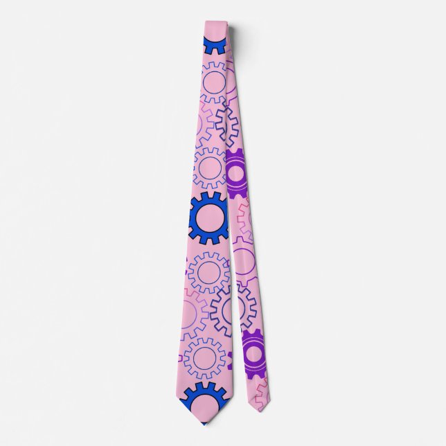 Gear02w x4 Pattern of gears L Pink BG Tie (Front)