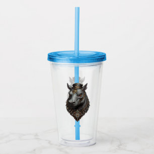 "Gear-Driven Giant: The Steampunk Hippo" Acrylic Tumbler