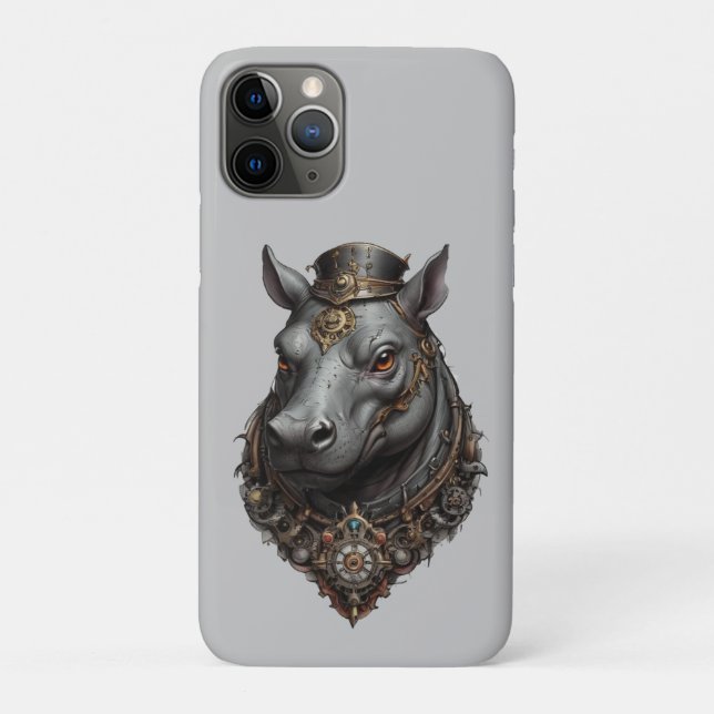"Gear-Driven Giant: The Steampunk Hippo" Case-Mate iPhone Case (Back)