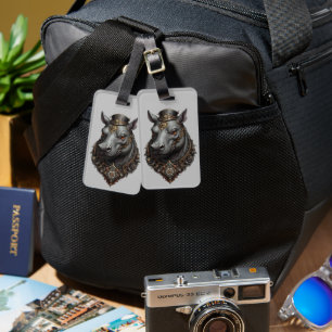 "Gear-Driven Giant: The Steampunk Hippo" Luggage Tag