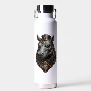 "Gear-Driven Giant: The Steampunk Hippo" Water Bottle