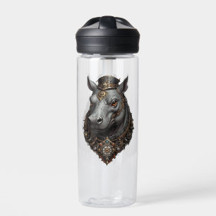 "Gear-Driven Giant: The Steampunk Hippo" Water Bottle