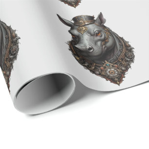 "Gear-Driven Giant: The Steampunk Hippo" Wrapping Paper