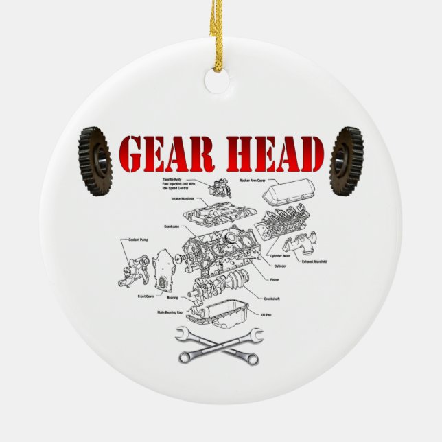 GEAR HEAD CERAMIC TREE DECORATION (Back)