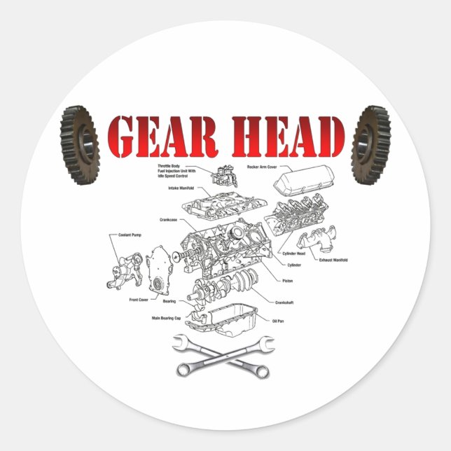 GEAR HEAD CLASSIC ROUND STICKER (Front)