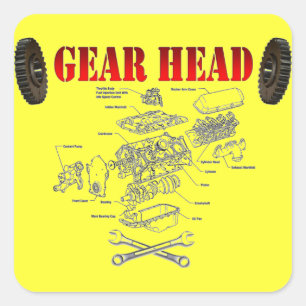 GEAR HEAD SQUARE STICKER