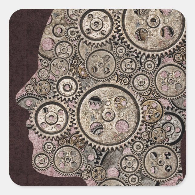 Gear Head Square Sticker (Front)
