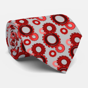 Gear Heads - Many Shades of Red on Light Grey Tie