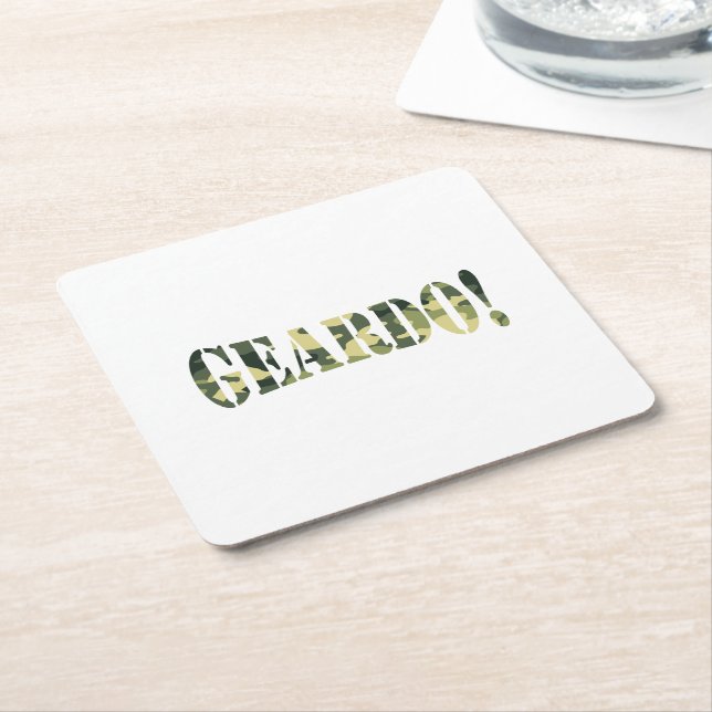 GEARDO! CAMO / CAMOUFLAGE SQUARE PAPER COASTER (Angled)