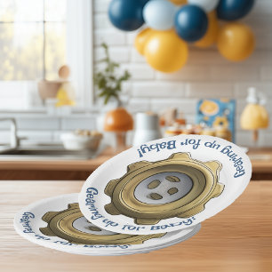 Gearing Up for Baby! Robot Gear Paper Plate