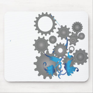 Gears and flowers mouse pad