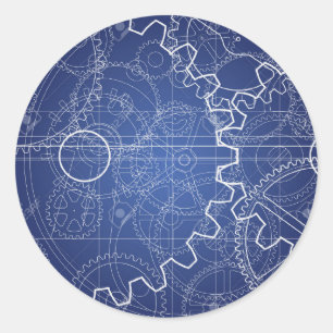 Gears Classic Round Sticker