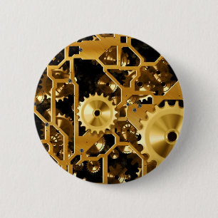 Gears Clock Office Design Digital Art Destiny 6 Cm Round Badge