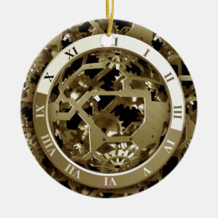 Gears Clock Office Design Digital Art Destiny Ceramic Tree Decoration