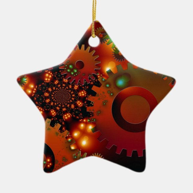 Gears Clock Office Design Digital Art Destiny Ceramic Tree Decoration (Front)