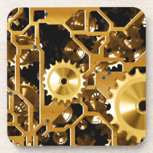 Gears Clock Office Design Digital Art Destiny Coaster