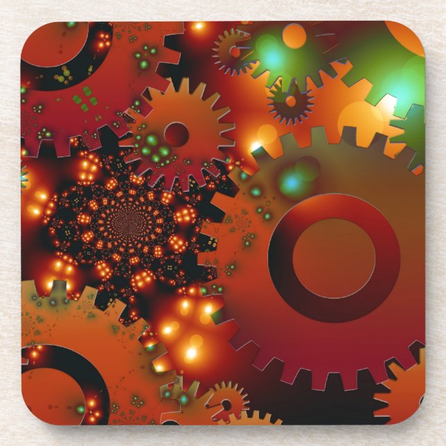 Gears Clock Office Design Digital Art Destiny Coaster (Front)