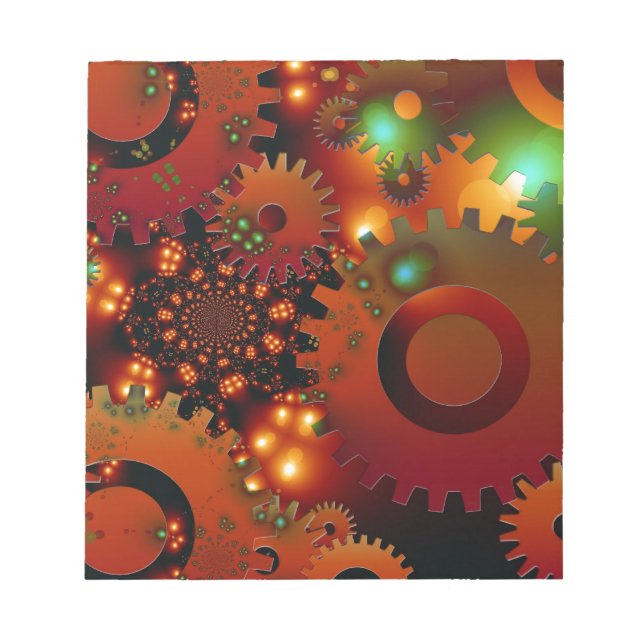 Gears Clock Office Design Digital Art Destiny Notepad (Front)
