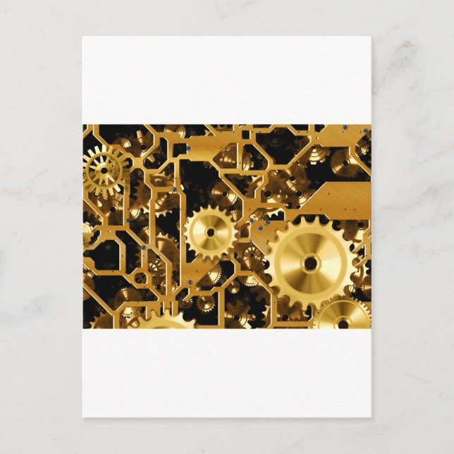 Gears Clock Office Design Digital Art Destiny Postcard (Front)