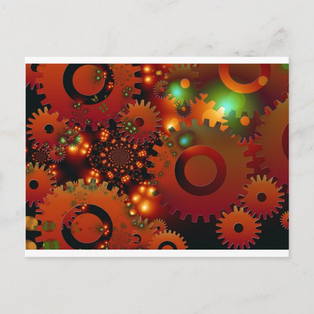 Gears Clock Office Design Digital Art Destiny Postcard (Front)