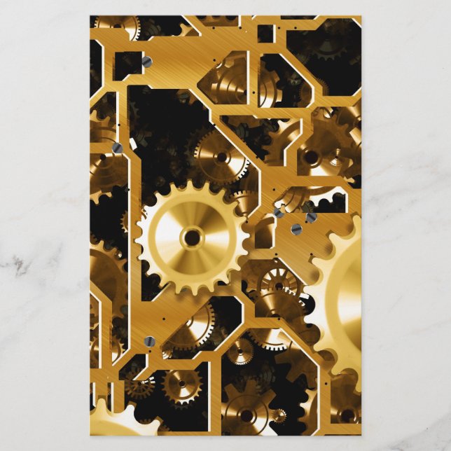Gears Clock Office Design Digital Art Destiny Stationery (Front)