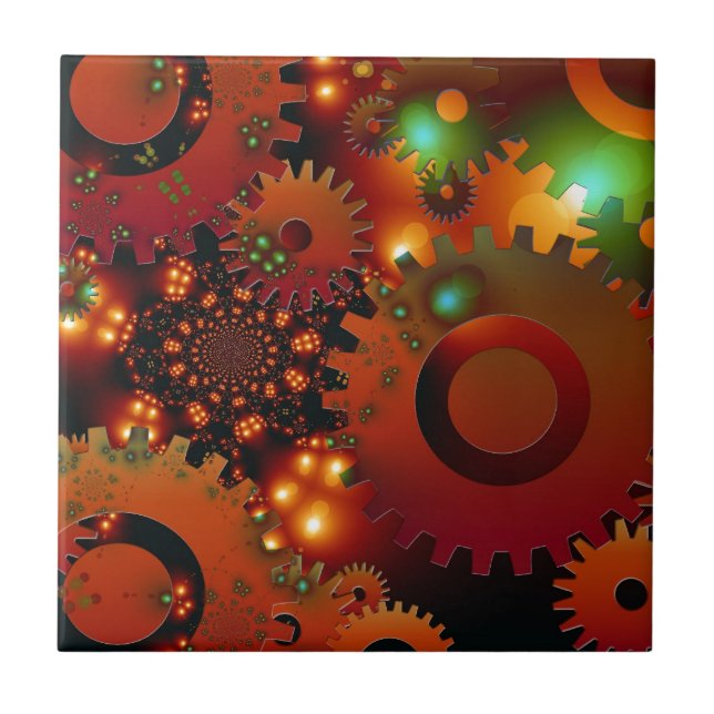 Gears Clock Office Design Digital Art Destiny Tile (Front)