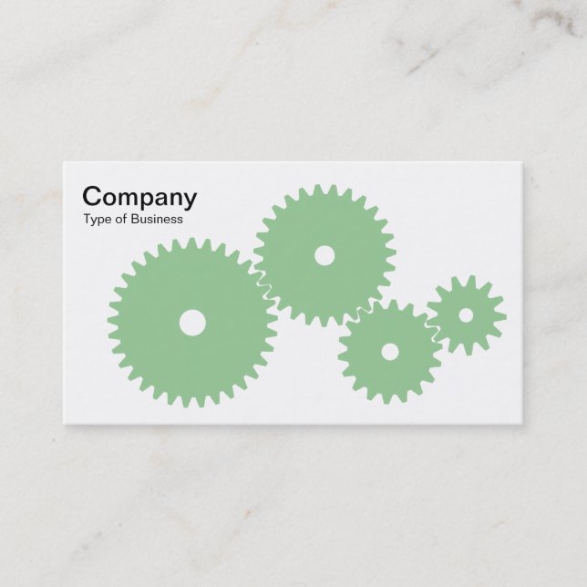 Gears - Faded Green on White Business Card (Front)