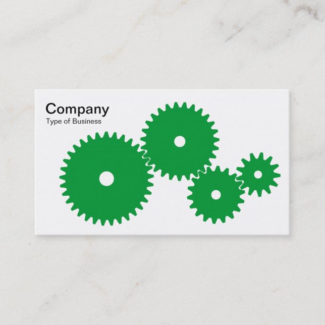 Gears - Grass Green on White Business Card (Front)