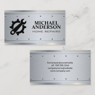 Gears Icon   Carpentry    Metallic Rivets  Business Card