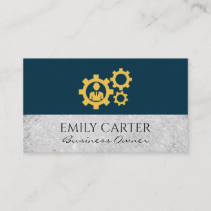 Gears Icon Vintage Texture Background Business Card