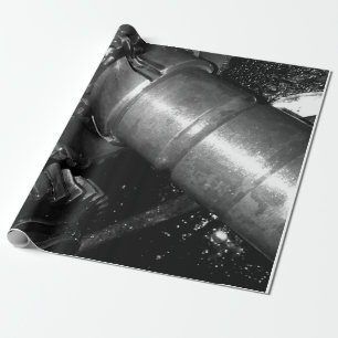 Gears. Industrial, black and white Wrapping Paper